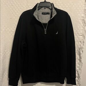 Nautica Men's Black and Gray 1/4 Zip Pullover